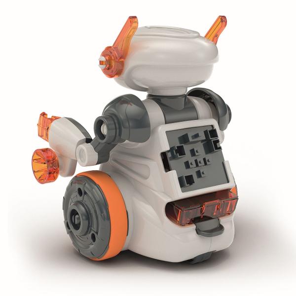 Un robot unic si original pe care il poti asambla singur oferind o multime de moduri de joaca interactive si captivante Datorita celor doi senzori cu infrarosu robotul Mio poate detecta distanta fata de obiecte si evita obstacolele din calea sa Cu ajutorul bratului sau magnetic poate ridica obiecte metalice transformand joaca intr-o experienta educativa si distractiva Foloseste microfonul pentru a-i da comenzi prin batai din palme sau utilizeaza panoul cu butoane de pe spatele robotului 