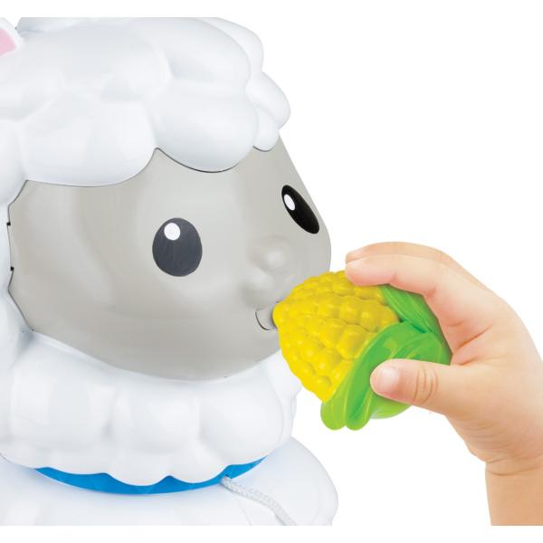 Jucaria de impins Alpaca cu fraze sunete amuzante melodii si lumini intermitente este un companion perfect pentru copiii in varsta de 12 luni si mai mari Mica Alpaca este echipata cu un maner usor de apucat special proiectat pentru a fi utilizat de catre manutele mici ale copiilor Atunci cand este impinsa capul ei se misca oferind o experienta vizuala placuta si incurajand copiii sa continue sa se joace Copiii pot interactiona cu mica Alpaca hranind-o sau apasand pe capul ei Aceasta 