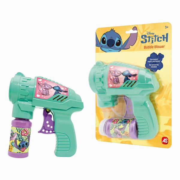 Pistol pentru baloane de sapun Disney Stitch ideal pentru distractie usoara si rapida in aer liber Acest bubble blower are un design atractiv inspirat din universul Stitch si este foarte simplu de utilizat fiind potrivit chiar si pentru copiii mai mici Functioneaza mecanic fara baterii astfel incat copiii pot crea baloane de sapun printr-o simpla apasa fara nevoie de alimentare electrica Setul include si un recipient cu solutie pentru baloane gata de utilizare imediata Forma ergonomica 