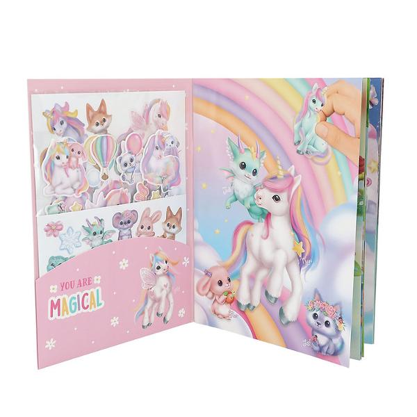 Creeaz&259;-&539;i lumea unicornilor 20 de pagini cu motive de fundal &icirc;nc&acirc;nt&259;toare care devin unic de frumoase cu 2 coli de stickere cu sclipici 2 coli de stickere argintii &537;i 2 coli de stickere din spum&259; Distrac&539;ie 100 cu stickere unicorni