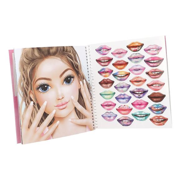 Cartea cu stickere pentru machiaj &537;i look-uri de frumuse&539;e deosebite TOPModel Dress Me Up Face 24 de pagini spiralate cu portrete de modele care pot fi &icirc;nfrumuse&539;ate cu stickere pentru unghii buze ochi &537;i bijuterii din 7 coli