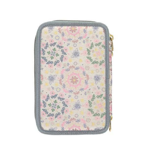 Juc&259;u&537; dar casual penarul TOPModel are un motiv cool cu &8203;&8203;model &icirc;n aspect denim pe fa&539;&259; &537;i un model floral pe un fundal crem de jur &icirc;mprejur Marginile &537;i fermoarele sunt albastru deschis Cele trei compartimente separate sunt complet echipate cu 18 creioane colorate &537;i markere o radier&259; foarfece o rigl&259; 2 creioane un stick de lipici un ascu&539;itor &537;i un buzunar mic cu velcro