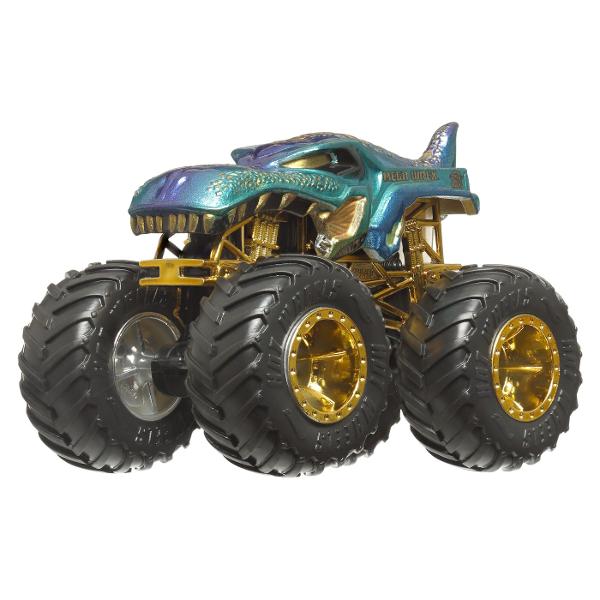 Intra in arena campionilor cu setul Hot Wheels Monster Trucks Trophy Champions Acest pachet spectaculos contine 11 vehicule exclusive printre care 5 monster truck impunatori si 6 masini Hot Wheels cu design metalic premium Detaliile aurii si rotile masive transforma fiecare camion intr-o adevarata piesa de colectie perfecta pentru curse epice si cascadorii uimitoare Inspirat de legendarul Bigfoot acest set aduce impreuna puterea stilul si performanta intr-o editie de colectie 