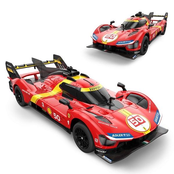 Copilul dumneavoastra se poate juca in voie cu masina cu telecomanda Ferarri 499P scara 1 la 24 oferita de brandul international Rastar Nicio cursa nu este imposibil de castigat cu acesta masinuta replica oficiala cu licenta a modelului original construita cu mare atentie la detalii Masinuta are proportiile ideale pentru momente pline de distractie si amuzament avand dimensiunile in centimetri dupa cum urmeaza  199553Masinuta functioneaza pe frecventa de 24GAlimentarea se face 