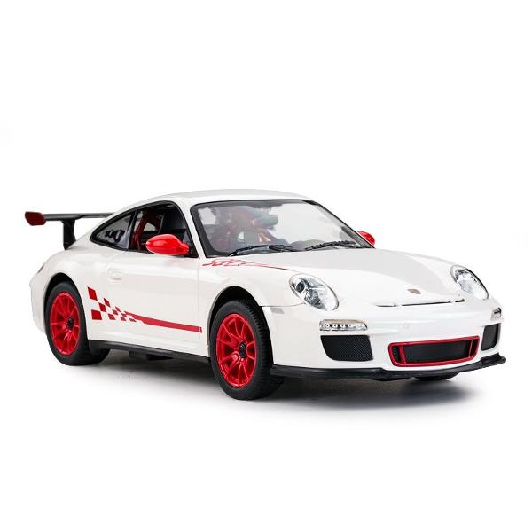 Copilul dumneavoastra se poate juca in voie cu masina cu telecomanda Porsche Gt3 scara 1 la 14 oferita de brandul international Rastar Nicio cursa nu este imposibil de castigat cu acesta masinuta replica oficiala cu licenta a modelului original construita cu mare atentie la detalii Masinuta are proportiile ideale pentru momente pline de distractie si amuzament avand dimensiunile in centimetri dupa cum urmeaza  31913997Masinuta functioneaza pe frecventa de 24GAlimentarea se face 