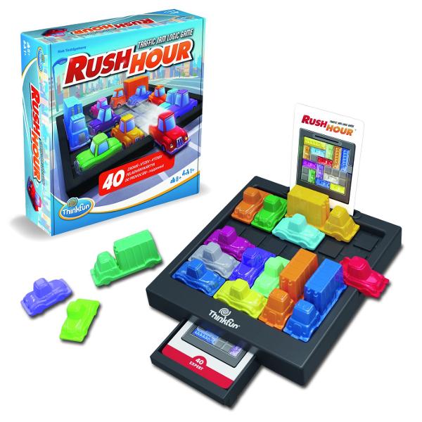 Rush Hour un puzzle logic care te prinde la fiecare nivel Scopul in acest joc este eliberarea masinii rosii blocate in trafic prin mutarea atenta a celorlalte vehicule de pe tabla Regulile simple permit inceperea jocului imediat iar nivelurile de dificultate crescatoare ofera satisfactie pe termen lung Fiecare carte de provocare prezinta o configuratie de start care trebuie rezolvata pas cu pas de la puzzle-uri usoare pentru incepatori pana la provocari complexe pentru experti Rush Hour 