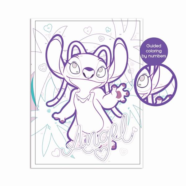 Happi Hobbi Pictura pe Numere Angel este un set creativ ideal pentru copiii care iubesc activitatile artistice si personajele Disney Folosind tehnica picturii dupa numere cei mici pot realiza cu usurinta o imagine frumoasa cu Angel colorand fiecare zona in functie de numarul corespunzator Setul include o plansa pretiparita impartita in zone numerotate iar fiecare numar corespunde unei anumite culori Copilul urmareste indicatiile si aplica vopseaua potrivita in fiecare spatiu pas cu pas 