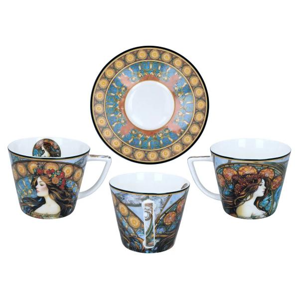 Set cu cea&537;c&259; 230 ml &537;i can&259; 400 ml din por&539;elan Mucha &ndash; Inspira&539;ie picturiTransform&259; fiecare pauz&259; de cafea sau ceai &icirc;ntr-un moment de elegan&539;&259; &537;i inspira&539;ie artistic&259; cu setul din por&539;elan Mucha&nbsp;Inspirat de crea&539;iile celebrului artist Alphonse Mucha unul dintre cei mai importan&539;i reprezentan&539;i ai stilului Art 