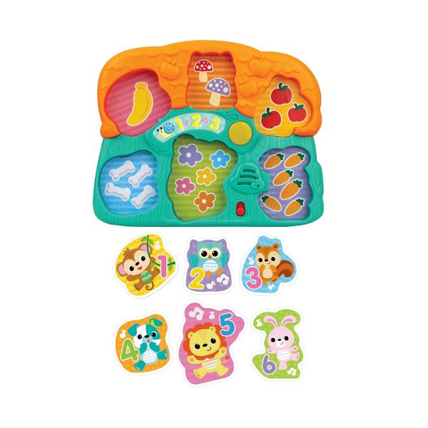 Jucaria Winfun Puzzle cu Animale si Sunete este perfecta pentru micutii care iubesc sa descopere si sa invete Puzzle-ul colorat si usor de prins ajuta la dezvoltarea abilitatilor motrice fine si a coordonarii mana-ochi Copilul tau va fi incantat sa asambleze piesele si atunci cand le potriveste corect va auzi sunete vesele si o lumina intermitenta care il recompenseaza Cu sunete amuzante melodii vesele si efecte sonore care stimuleaza atentia si curiozitatea acest puzzle interactiv aduce 