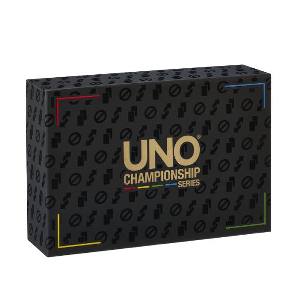 UNO Turneu este o editie speciala a jocului clasic UNO conceputa pentru competitii si confruntari intre jucatori Jocul pastreaza mecanica binecunoscuta UNO in care cartile trebuie potrivite dupa culoare numar sau simbol dar adauga un format orientat spre competitie si progres pe parcursul mai multor runde Editia UNO Championship Series este potrivita pentru seri de joc in familie sau cu prietenii si ofera o prezentare premium intr-o cutie eleganta cu design negru si accente inspirate de 
