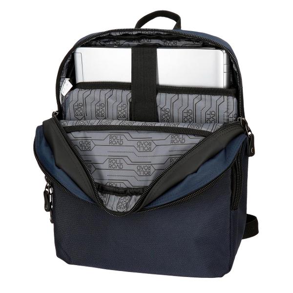 Rucsac Roll Road Stock - bretele ajustabile  ergonomice culoare albastru compartiment special pentru laptop dimensiune 27x36x12 cm material poliester 1 compartiment 1 buzunar frontal maner superior