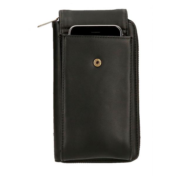 Geanta portofel cu protectie RFID Pepe Jeans Lena negruCuloare negruDimensiune 11x20x4 cmMaterial poliester  piele ecologicaCompartiment special pentru bacnote carduri monede telefonMultiple compartimenteInchidere cu fermoar  capsaSistem protectie card RFID sloturi 