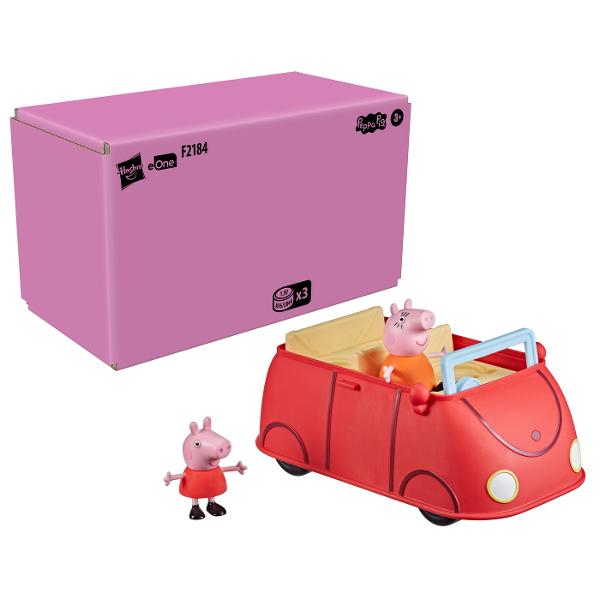 Jucaria Peppa&rsquos Family Red Car este inspirata de iubita masina rosie a familiei Pig asa cum este prezentata in apreciatul serial animat Entertainment One UK Copiilor de la 3 ani in sus le va placea sa rostogoleasca vehiculul pentru a le duce pe Peppa Pig si Mummy Pig la plimbare si mai este loc si pentru inca doua figurine Alte figuri vandute separat &Icircn functie de disponibilitate Apasati claxonul pentru sunete si fraze distractive inchideti portbagajul si rulati spre 