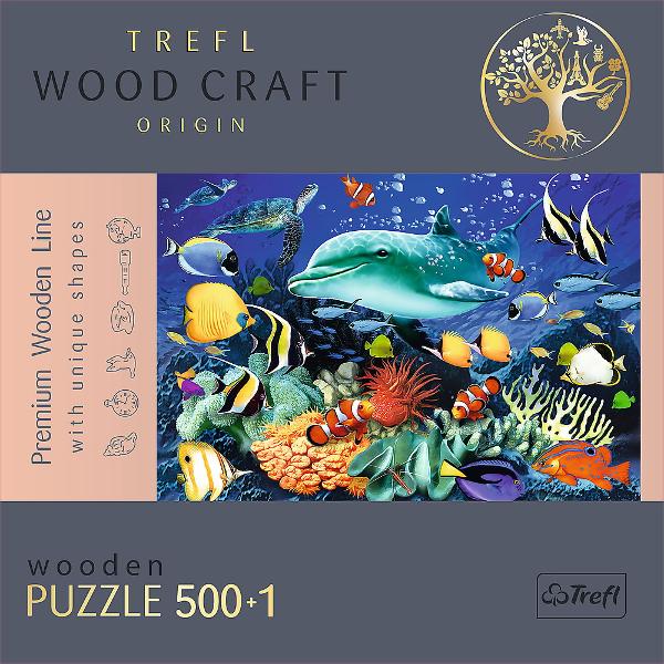 Esti un pasionat de puzzle-uri Puzzle-urile din lemn WOOD CRAFT de la Trefl au fost create doar pentru tine Folosind formatul unic de puzzle si figurile puzzle originale asamblati setul uzzle-urile din lemn cu forme neregulate sunt o alternativa ideala la puzzle-urile traditionale Setul este format din 5001 elemente printre care au fost ascunse pana la 50 de piese de  puzzle in diferite forme Gasirea lor este o mare distractie suplimentara Fiecare piesa de puzzle are un model decorativ 