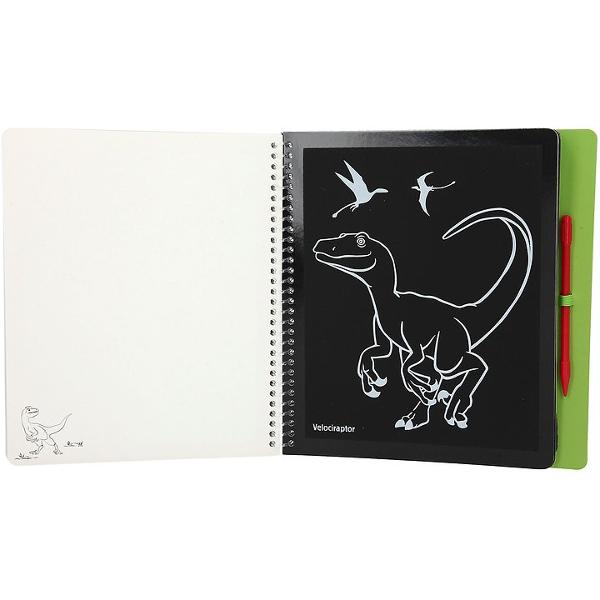 Elibereaz&259; dinozaurii multicolori&nbsp;Aceast&259; carte magic&259; cuprinde 20 de foi pline de distrac&539;ie preistoric&259;Folosind stiloul inclus straturile superioare ale foilor pot fi razuite dezv&259;luind imagini colorate cu degrade superbe