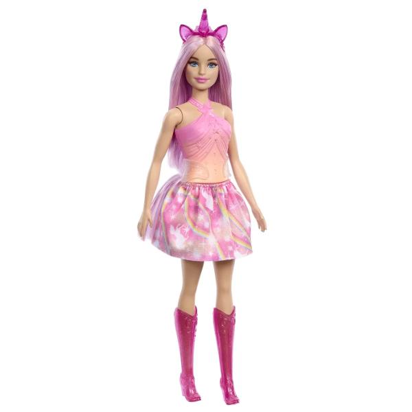 Papusile Barbie Unicorn sunt magie pura Fiecare este un curcubeu de culoare cu par fantezie tinute pastelate si accesorii stralucitoare inspirate de unicorn Oricat de incantatoare poate fi aceste papusi Barbie vor inspira povesti magice de aventura pentru copiii cu varsta de la 3 ani in sus Fiecare se vinde separat in functie de disponibilitate Papusile Barbie nu pot sta singure Culorile si decoratiunile pot varia Exploreaza un taram fantastic al aventurii cu aceasta colectie de vis 