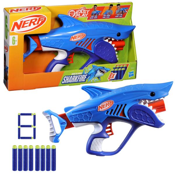 Blasterele Nerf Junior Wild sunt concepute cu caracteristici speciale usor de folosit astfel incat copiii sa se poata bucura singuri de aventuri cu lansare de sageti Nerf Blasterele sunt usor de tinut au dimensiuni perfecte pentru mainile micute si sunt usoare astfel incat copiii sa le poata folosi in jocurile in aer liber din curte Designul cu incarcare prin partea din fata usureaza introducerea sagetilor iar lansarea este simpla gratie manerelor cu cea mai mica forta de tragere dintre 