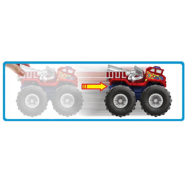 Zdrobiti concurenta cu acest asortiment de vehicule monster truck Hot Wheels Twisted Tredz la scara 143 monstruoase cu sasiuri cu tematica de creatura Motorul cu frictiune cu actiune de tragere inapoi si eliberare lanseaza aceste vehicule feroce peste obstacole si teren cu o deplasare inainte care rupe pamantul Accelerati si eliberati vehiculele de neoprit Mega Wrex Bone Shaker Rodger Dodger sau Marvel Hulk pentru busituri si lovituri Fiecare Monster Truck are cauciucuri GIGANT stilizate 