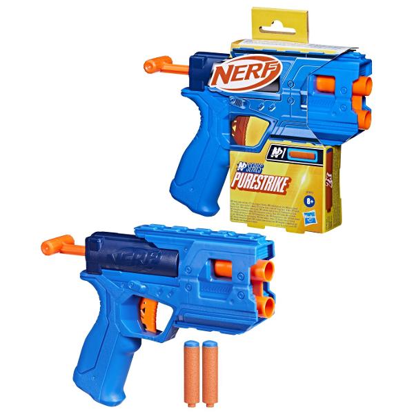 Marca Nerf iti imbunatateste jocul cu sageti de inalta performanta Nerf N Series si sageti Nerf N1 Ai abilitatile ca un luptator Nerf acum ai blasterul si sagetile pentru a obtine un avantaj superior in jocul in interior si in aer liber De la creatorii sagetii cu spuma marca Nerf dezlantuie urmatoarea evolutie in sablare cu sageti cu spuma cu sageti Nerf N1 oferind PRECIZItIE VITEZa si DISTANta EXTREME Blasterul de sageti Nerf N Series Purestrike are un design usor de utilizat si o 