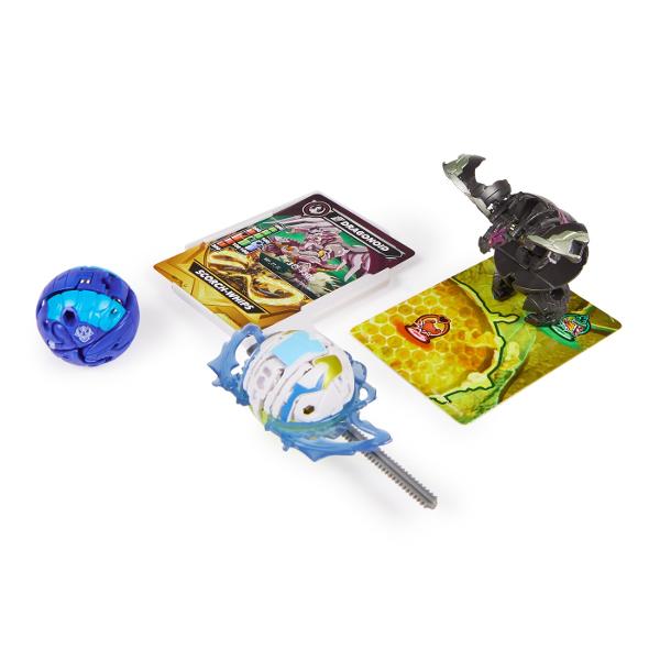 Acest set include 1 Bakugan Atac Special prin Rotire si 2 bile Bakugan de baza plus carti de joc pentru a intra in actiune Foloseste cardul de lansare si cordonul de lansare incluse pentru a activa Bakugan-ul rotitor Combina-ti Bakugan-ul cu ajutorul sistemului de legare a bilelor in mai multe parti Pur si simplu prinde partea de sus a personajului de partea de jos sisau inelul armei Atac Special si pregateste-te de lupta Cu cat colectionezi mai multe cu atat mai multe vei putea 
