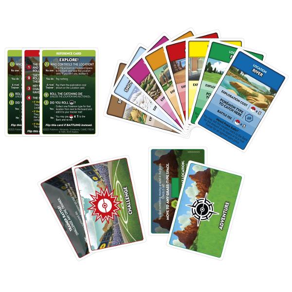 Intra in cursa pentru a-l prinde pe salbaticul Pokemon Jocul Monopoly editia Pokemon combina jocul clasic Monopoly cu actiunea captivanta de prindere a Pokemonilor Joaca rolul unui Antrenor de Pokemoni care se aventureaza printr-un tinut vast alaturi de un partener Pokemon In acest joc distractiv pentru copii proprietatile sunt locatii extraordinare iar Poke Ball inlocuiesc banii Jucatorii exploreaza locatii prind diferite tipuri de Pokemoni salbatici pe care sa ii adauge pe covorasul de 