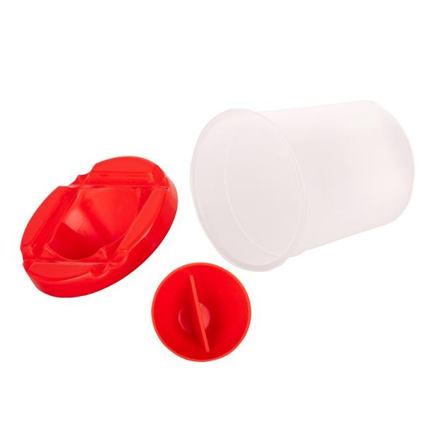 material plastic capac in diverse culorimarginile capacului pot fi utilizate ca&nbsp;suport pentru pensuledimensiune 85x 8 x 58cm&nbsp;Vasul este realizat din polipropilena &537;i&nbsp;este format&nbsp;din trei par&539;i un recipient transparent o parte superioara colorata detasabila cu deschidere conica si un capac transparent detasabil Exista caneluri orizontale in partea superioara colorata care va permit sa plasati&nbsp;pensuleleDaca 