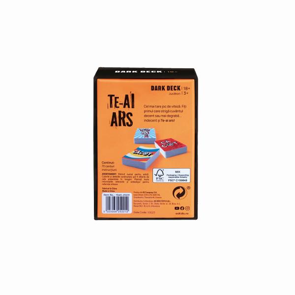 Jocul suprem de viteza Fii primul care striga cuvantul corect sau mai degraba cuvantul gresit si Te-ai ars Numar jucatori 3 Varsta recomandata 18 ani Continut 70 carti instructiuni Continutul este destinat strict adultilor de 18 ani si peste