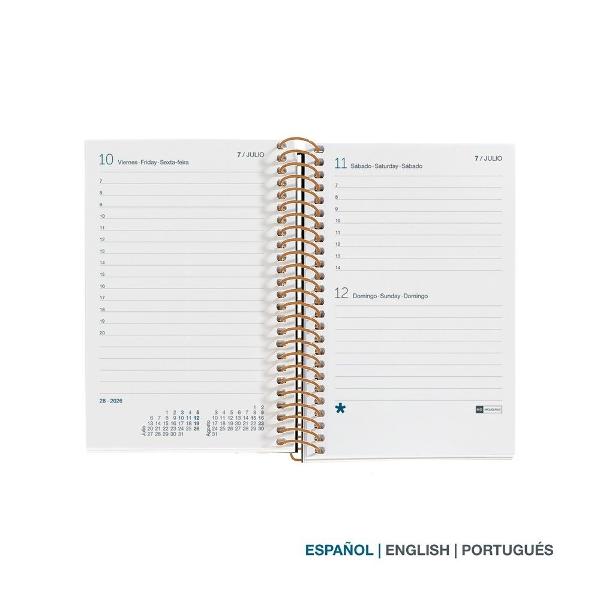 Agenda cu spira Miquelrius Caddy 80x120 mm datata zilnic Anemone Natura MR39166