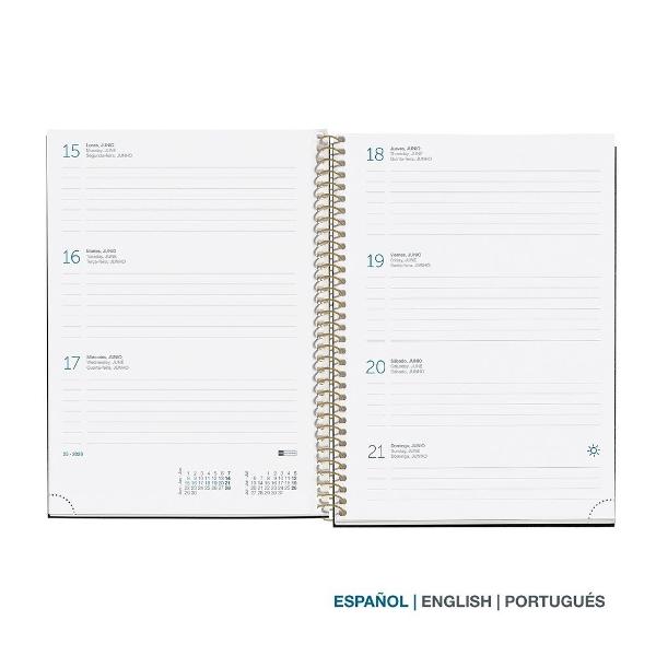 Agenda cu spira Miquelrius Plus 155x213 mm datata saptamanal Anemone Natura MR34540&nbsp;