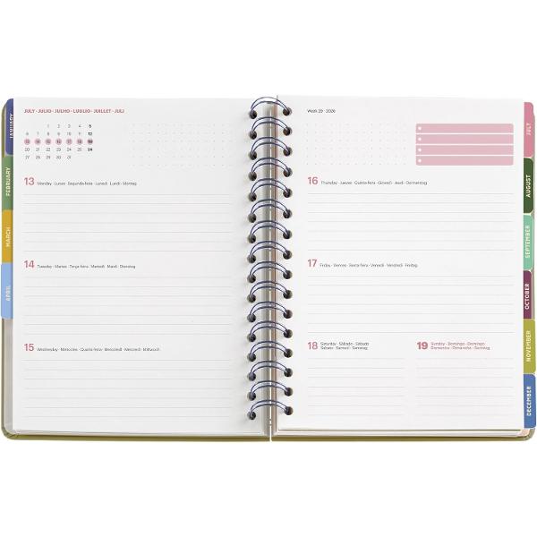 Agenda cu spira Miquelrius Plus 160x218 mm datata saptamanal Garden Entredos MR26