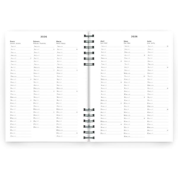 Agenda cu spira Miquelrius Plus 164x218 mm datata zilnic Grey Back to Basics MR34556