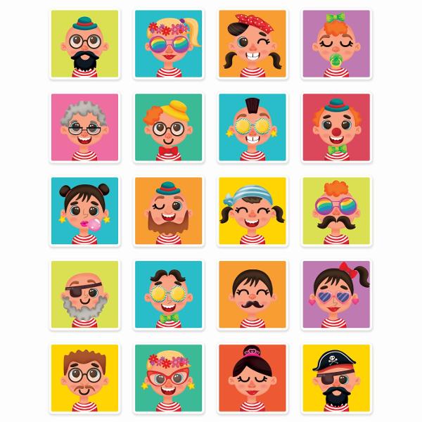 Fete Amuzante este o jucarie educativa si captivanta care ii ajuta pe copii sa descopere si sa inteleaga trasaturile umane intr-un mod jucaus Copiii pot combina magnetii pentru a recrea fetele ilustrate pe cartile incluse sau isi pot folosi imaginatia pentru a inventa expresii si combinatii amuzante dezvoltandu-si astfel creativitatea si spiritul de observatie Jocul contribuie la dezvoltarea atentiei coordonarii mana-ochi si a recunoasterii emotionale transformand fiecare sesiune de joaca 