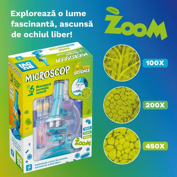 Exploreaz&259; o lume ascuns&259; de ochiul liber cu Microscopul EduScience de la ROOVICopilul t&259;u e pasionat de &537;tiin&539;&259; &Icirc;i place s&259; analizeze &icirc;n am&259;nunt particule mici sau viet&259;&539;i prea pu&539;in vizibile cu ochiul liber Cu microscopul pentru copii EduScience intr&259; pentru prima dat&259; &icirc;n contact cu fascinanta lume microscopic&259;Pentru cei curio&537;i s&259; descopere natura &icirc;n detaliu 