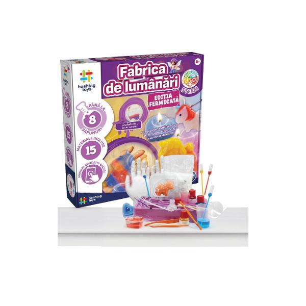 SET FABRICA DE LUMANARI Cu aceasta jucarie magica si educativa poti crea pana la 8 lumanari fermecate personalizandu-le cu culorile si aromele tale preferate Nu rata ocazia &mdash fii printre primii care se bucura de noile kituri Science4you mai moderne mai vibrante si mai distractive ca niciodata Continutul setului suport pentru fitil masa de laborator pahare mari de masurat spatule din lemn manusi pipete Pasteur fitiluri pensula pahar mic de masurat forma de unicorn 3D 