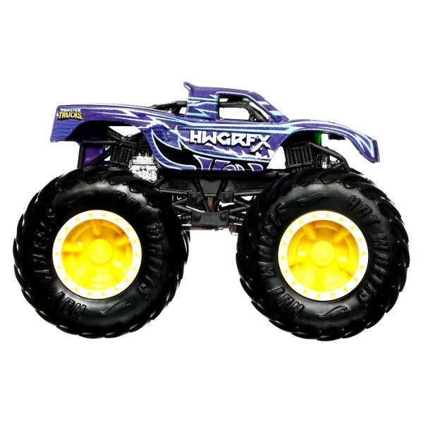 Camioanele Hot Wheels Monster Trucks 164 Color Shifters Trucks ofera zdrobire si prabusire cu bonusul a doua decoruri pe un singur camion Pur si simplu scufundati camionul Color Shifters in apa rece ca gheata pentru a-si schimba in mod magic aspectul initial apoi schimbati-l inapoi scufundandu-l in apa calda Repetati procesul de mai multe ori pentru a alterna modelele Avand la dispozitie atat de multe Camioane Monster Color Shifters minunate copiii vor dori sa le adune pe toate Fiecare se 