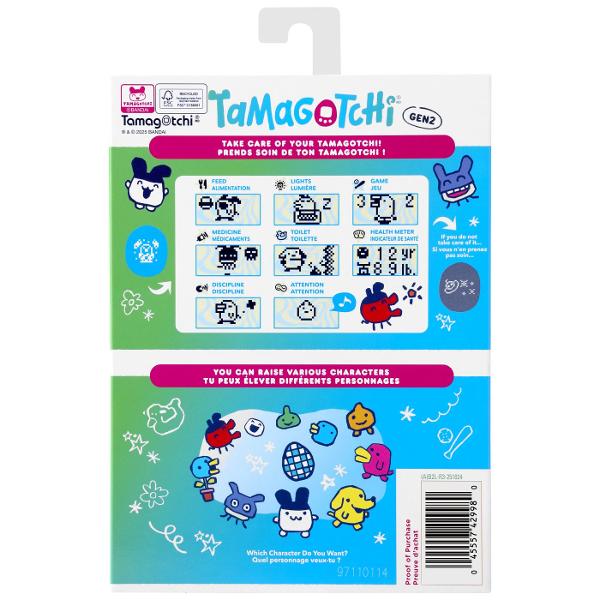 Jucaria Tamagotchi Bandai readuce experience clasica a animalutului virtual intr-o versiune imbunatatita inspirata din a doua generatie Tamagotchi Cu design iconic in forma de sau si ecran alb-negru acest model permite cresterea si ingrijirea unui personaj virtual fiecare decizie influentand evolutia si personalitatea acestuia Prin comenzi simple utilizatorul poate hrani juca curata si disciplina animalutul avand acces la functii suplimentare precum jocuri extinse si personaje noi 