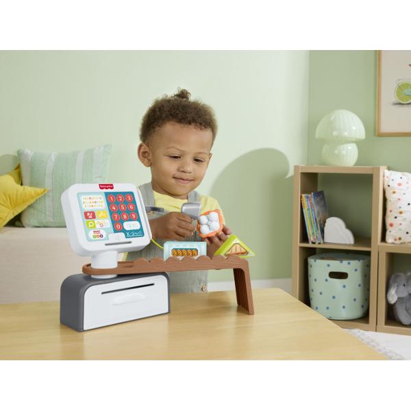 Invatare prin joaca  cate un bip pe rand Bine ati venit in cel mai incantator magazin din oras  unde imaginatia intalneste educatia Casa de marcat Fisher-Price Laugh &amp Learn Count &amp Shop transforma cumparaturile simulate de zi cu zi intr-o aventura vesela plina de muzica lumini si invatare Conceputa pentru copii mici si prescolari aceasta jucarie interactiva introduce micutii cursanti in lumea numerelor literelor culorilor formelor si abilitatilor sociale in cel mai jucaus 