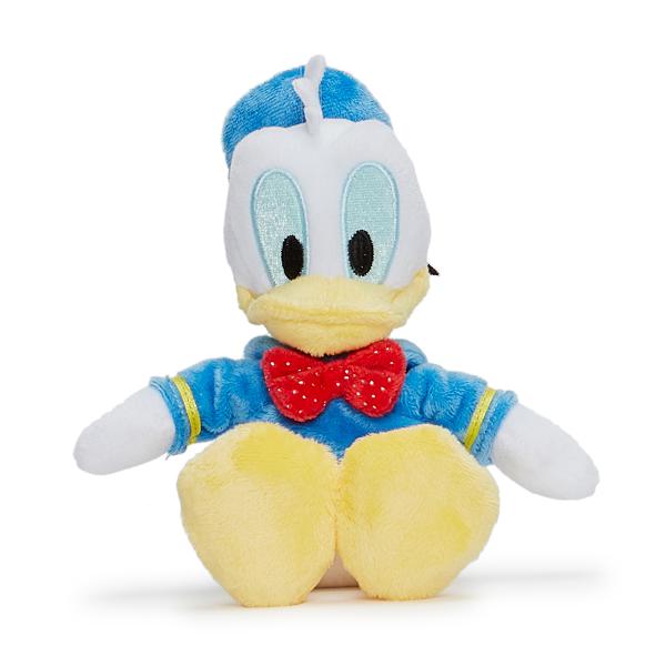 Donald Duck un indragit personaj Disney este o rata alba cu un cioc si picioare galbene-portocalii De obicei poarta o camasa de marinar o bereta precum si un papion rosu dar nu si pantaloni Trasatura care l-a facut pe Donald faimos a fost personalitatea sa si temperamentul sau exploziv Donald a fost onorat oficial ca al treilea cel mai popular personaj din toate timpurile Acesta jucarie de plus este fabricata dintr-un material de calitate rezistent si in conformitate cu cerintele de 