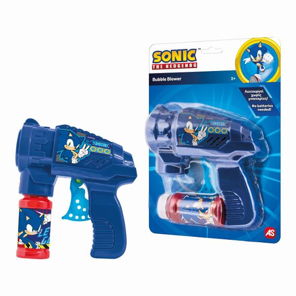 Pistol pentru baloane de sapun Sonic ideal pentru distractie rapida si usoara in aer liber Inspirat din universul Sonic acest bubble blower are un design atractiv si culori vibrante fiind perfect pentru copiii care iubesc jocurile dinamice Functioneaza mecanic fara baterii astfel incat copiii pot crea baloane de sapun printr-o simpla apasa fara nevoie de alimentare electrica Setul include si un recipient cu solutie pentru baloane gata de utilizare imediata Forma ergonomica permite o 