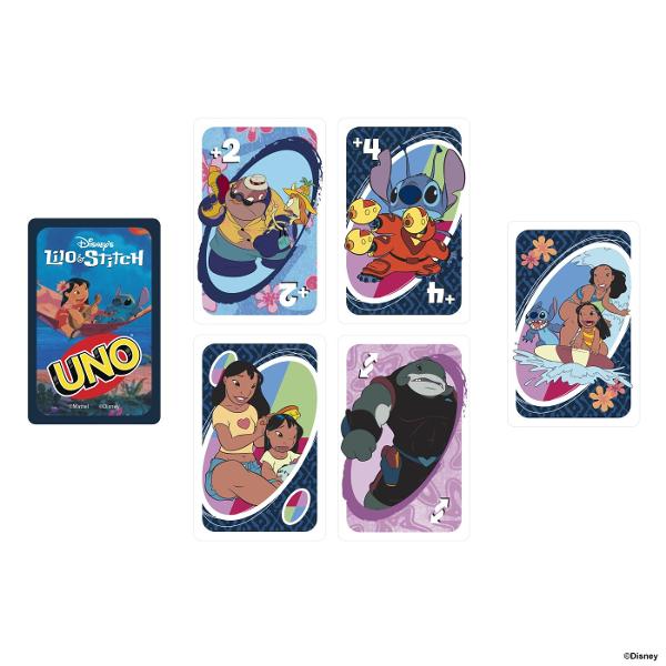 Joc De Carti UNO Disney Lilo Stitch aduce distractia jocului clasic UNO intr-o editie tematica inspirata din universul Disney Lilo &amp Stitch Cartile sunt decorate cu ilustratii colorate ale personajelor indragite iar jocul pastreaza regulile rapide si usor de invatat potriveste cartile dupa culoare sau numar si foloseste cartile speciale pentru a schimba cursul jocului Editia include si o regula speciala tematica care adauga mai multa actiune si distractie fiecarei runde Produsul este 