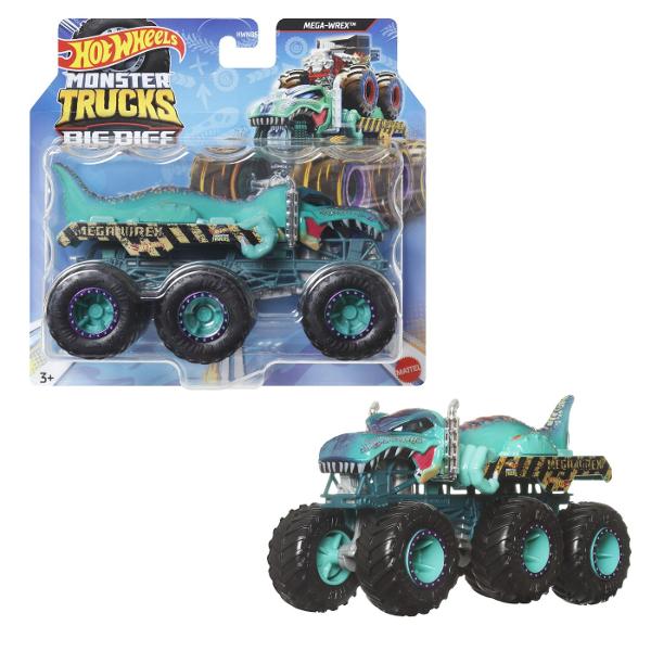 Fiecare camion turnat sub presiune surprinde cu stilul si personalitatea unui personaj sau a unei creaturi populare Monster Truck la scara 164 Porneste in aventuri cu camioanele Hot Wheels Monster Trucks Big Rigs Fiecare vehicul la scara 164 transmite personalitatea popularelor creaturi Monster Truck cu decalcomanii atragatoare pe care fanii le adora Copiii pot transporta vehicule suplimentare la scara 164 pe platforma sau cu carligul de remorcare de pe Big Rig  Acest pachet contine 
