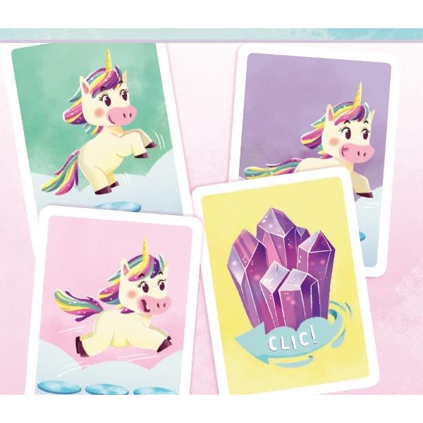 Jocul Unicorn Lotti Karotti O cursa palpitanta a unicornilor catre cristalul magic Care dintre ei va dobandi puteri magice Unicornilor le revine sarcina de a strabate norii pufosi insa pe drum ii asteapta numeroase surprize Din cand in cand cristalul magic se roteste iar pe tabla apar gauri in care pot cadea figurinele jucatorilor Castiga jucatorul care ajunge primul pe varf cu unul dintre unicornii sai Configuratia tablei se schimba la fiecare tura iar mecanica unica a jocului face ca 