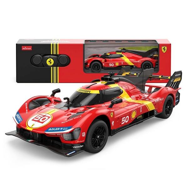 Copilul dumneavoastra se poate juca in voie cu masina cu telecomanda Ferarri 499P scara 1 la 24 oferita de brandul international Rastar Nicio cursa nu este imposibil de castigat cu acesta masinuta replica oficiala cu licenta a modelului original construita cu mare atentie la detalii Masinuta are proportiile ideale pentru momente pline de distractie si amuzament avand dimensiunile in centimetri dupa cum urmeaza  199553Masinuta functioneaza pe frecventa de 24GAlimentarea se face 