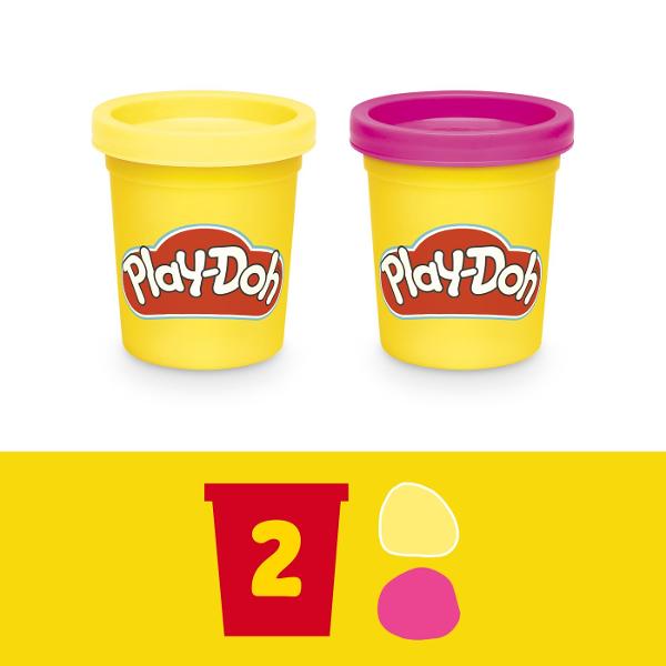 Setul Play-Doh Mini ofera copiilor o modalitate distractiva de a modela si crea diferite forme din plastilina Cu ajutorul presei si al accesoriilor incluse plastilina poate fi presata prin diverse sabloane pentru a obtine modele forme si decoratiuni variate Setul include 2 recipiente cu plastilina Play-Doh in culori diferite cu o cantitate totala de 113 g precum si accesorii pentru modelare si decupare Activitatea stimuleaza creativitatea imaginatia indemanarea si motricitatea fina 