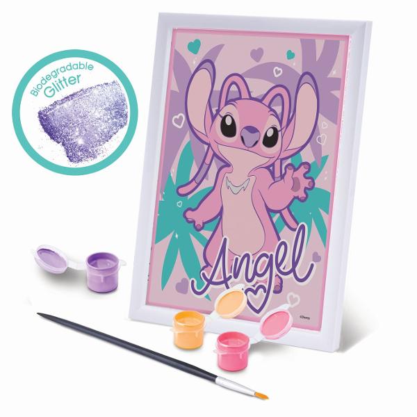 Happi Hobbi Pictura pe Numere Angel este un set creativ ideal pentru copiii care iubesc activitatile artistice si personajele Disney Folosind tehnica picturii dupa numere cei mici pot realiza cu usurinta o imagine frumoasa cu Angel colorand fiecare zona in functie de numarul corespunzator Setul include o plansa pretiparita impartita in zone numerotate iar fiecare numar corespunde unei anumite culori Copilul urmareste indicatiile si aplica vopseaua potrivita in fiecare spatiu pas cu pas 
