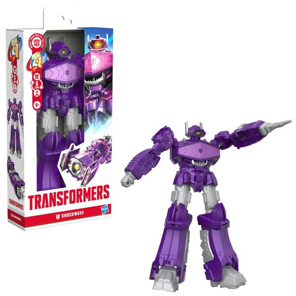 Descopera universul spectaculos Transformers cu robotul convertibil 2 in 1 de la Hasbro o jucarie de actiune care le permite copiilor sa transforme un robot intr-un vehicul si invers Inspirata din celebra serie Transformers figurina are un design detaliat cu elemente mecanice si articulatii mobile fiind ideala pentru recrearea confruntarilor dintre Autoboti si Decepticoni Transformarea se realizeaza manual in doar 6 pasi oferind o experienta interactiva care stimuleaza imaginatia 