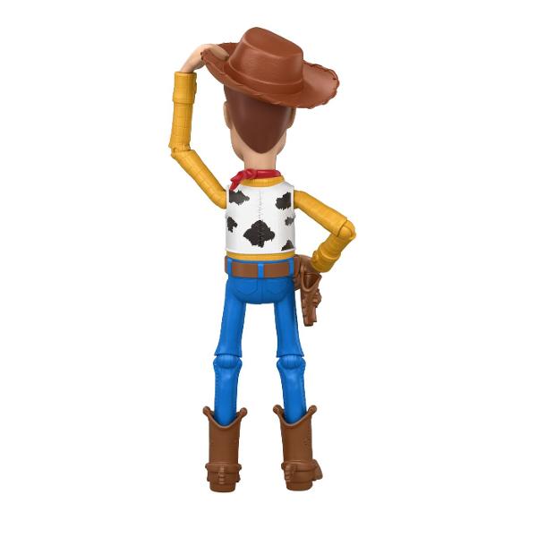 Figurina Woody din Toy Story 5 este inspirata de indragitul cowboy din universul Disney Pixar Figurina are aproximativ 30 cm inaltime si reda tinuta sa clasica cu palarie maro camasa galbena vesta cu imprimeu alb-negru esarfa rosie si cizme de cowboy Figurina este prevazuta cu functie interactiva de tip squeeze care poate fi activata prin apasare adaugand un plus de distractie in timpul jocului Copiii pot recrea scene inspirate din Toy Story 5 si pot inventa propriile aventuri alaturi 
