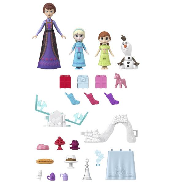 Calendarul de Advent Disney Frozen 2026 aduce magia sarbatorilor mai aproape de cei mici cu surprize inspirate din universul Frozen In spatele celor 24 de ferestre se ascund 3 papusi si 21 de accesorii astfel incat fiecare zi pana la Craciun devine o noua descoperire Copiii pot recrea scene de poveste si isi pot imagina propriile aventuri alaturi de personajele indragite din Frozen Decorul festiv si accesoriile incluse completeaza experienta de joaca si fac din acest calendar un cadou 