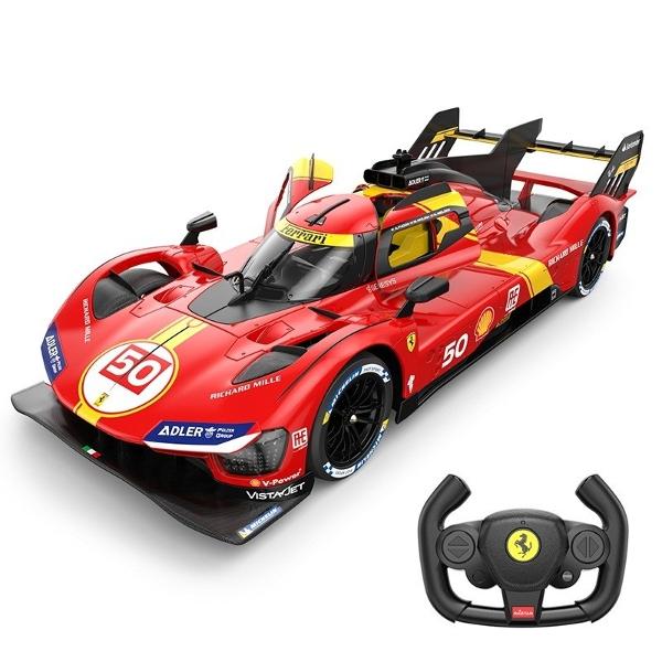 Copilul dumneavoastra se poate juca in voie cu masina cu telecomanda Ferrari 499P scara 1 la 14 oferita de brandul international Rastar Nicio cursa nu este imposibil de castigat cu acesta masinuta replica oficiala cu licenta a modelului original construita cu mare atentie la detalii Masinuta are proportiile ideale pentru momente pline de distractie si amuzament Masinuta functioneaza pe frecventa de 24GAlimentarea se face astfel  pentru masinuta sunt necesare 5 baterii tip AA  iar 
