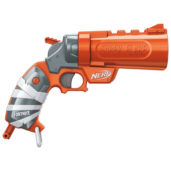 Luati acasa noul Nerf Fortnite Flare de la Hasbro Achizitionati acest lansator minunat cu o tema inspirata de lansatorul de razbunare din jocul video Un lansator de sageti cu spuma foarte special datorita dimensiunii si sagetilor mari cu un sistem de incarcare care deschide lansatorul la jumatate si multe alte surprize Încarcati blasterul coborati zavorul tintiti si lansati spre tinta dvs Distractie si competitie la indemana ta